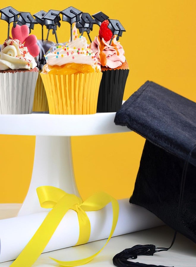 SANNIX 450Pcs Graduation Foil Cupcake Liners Black Gold Silver Cupcake Wrappers Foil Metallic Muffin Liners Baking Cups for Graduation Birthday New Year Party Decorations Supplies - Image 4