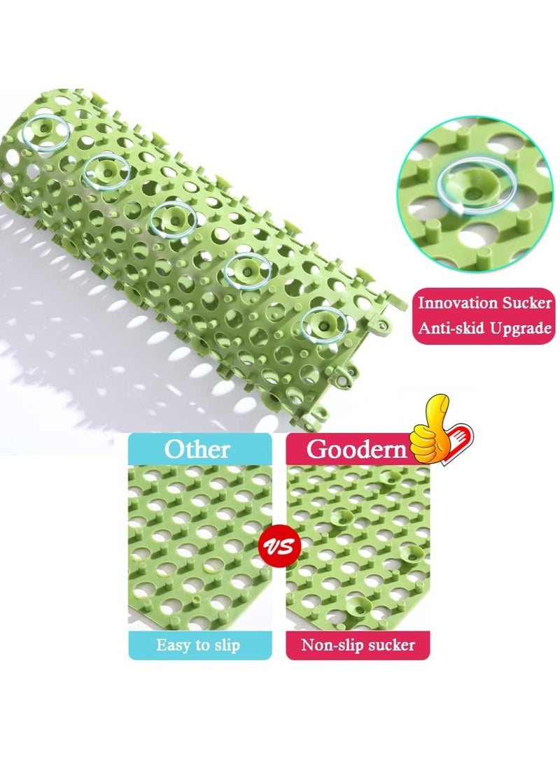 HOMESTAR 12 Pack Interlocking Non Slip Drainage Floor Tiles, 30 X cm Soft PVC Bath Shower Mat, Holes for Bathroom, Kitchen, Pool, Wet Areas(White/Green) - Image 4