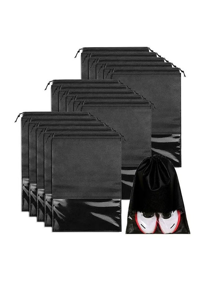 YIJIA HOME GOODS - Non-Woven Dust Proof Travel Shoe Bags Drawstring Shoe Bags, Set Of 15,Black - Image 1