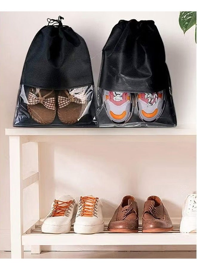 YIJIA HOME GOODS - Non-Woven Dust Proof Travel Shoe Bags Drawstring Shoe Bags, Set Of 15,Black - Image 1