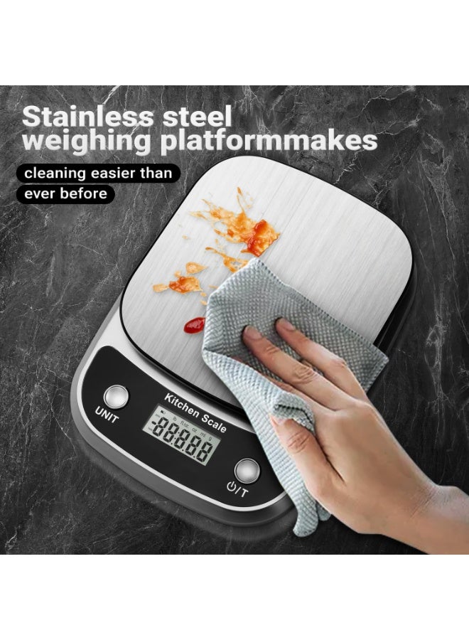 Food Kitchen Scale Digital Weight Grams and Oz，Professional Digital Kitchen Food Scales 10kg/1g for Weight Loss Dieting Baking Cooking,Stainless Steel Weighing Platform,LCD Display - Image 2