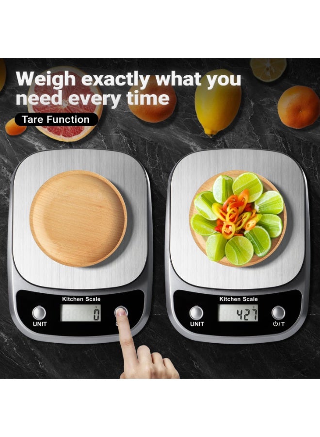 Food Kitchen Scale Digital Weight Grams and Oz，Professional Digital Kitchen Food Scales 10kg/1g for Weight Loss Dieting Baking Cooking,Stainless Steel Weighing Platform,LCD Display - Image 4