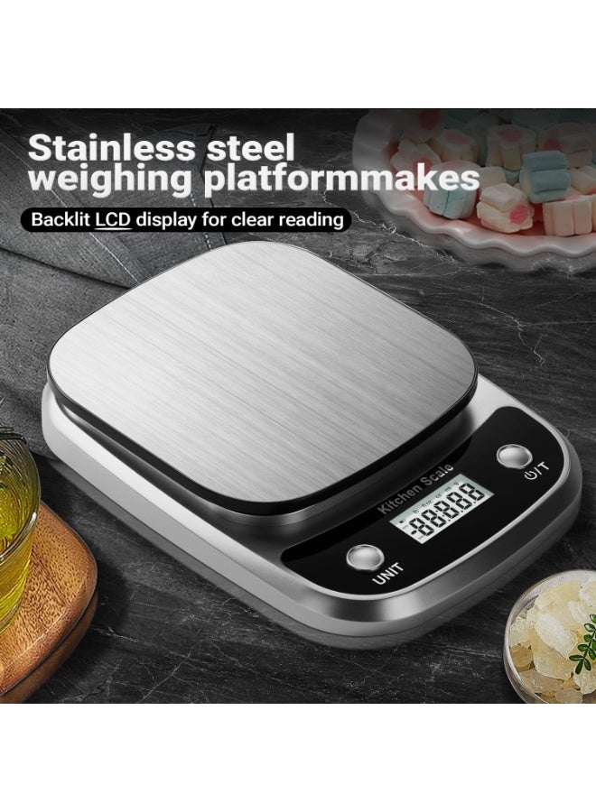 Food Kitchen Scale Digital Weight Grams and Oz，Professional Digital Kitchen Food Scales 10kg/1g for Weight Loss Dieting Baking Cooking,Stainless Steel Weighing Platform,LCD Display - Image 5