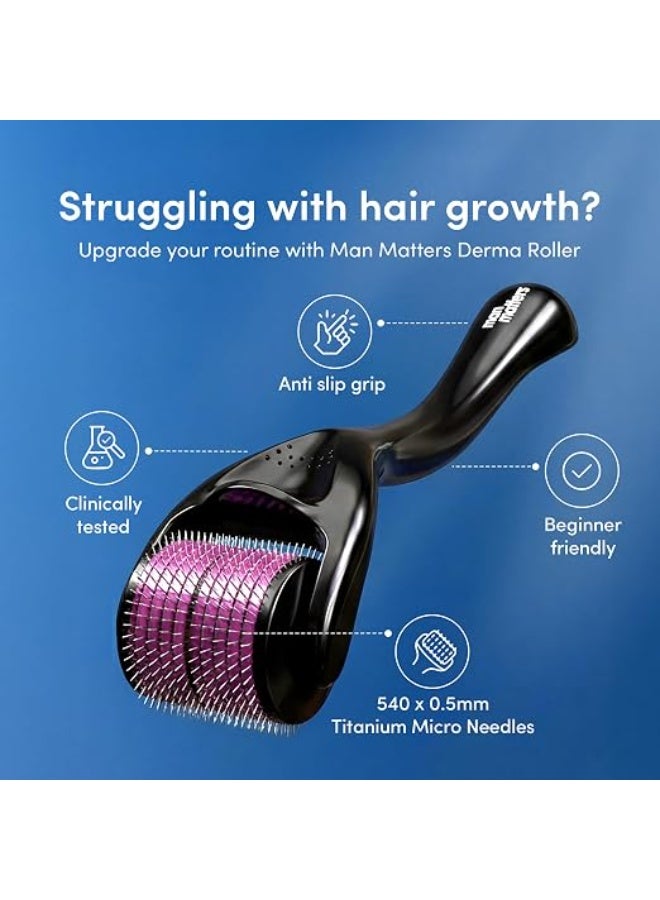 Man Matters Derma Roller with Disinfectant | 540 Micro 0.5mm Titanium Alloy Needles | Reduces Hair Fall & Stimulates Hair Follicles - Image 3