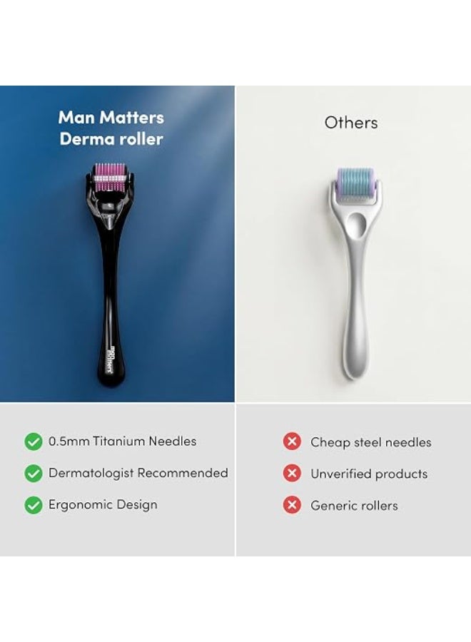 Man Matters Derma Roller with Disinfectant | 540 Micro 0.5mm Titanium Alloy Needles | Reduces Hair Fall & Stimulates Hair Follicles - Image 4