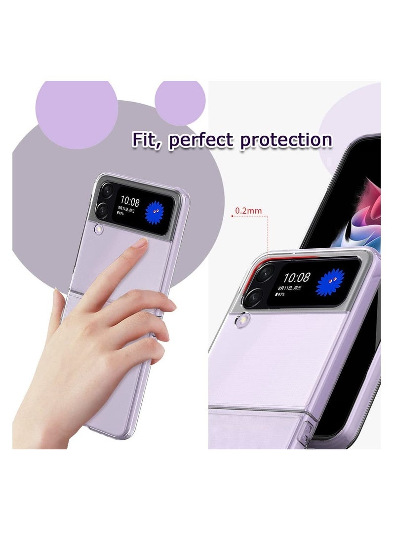 ELTRAZONE Slim Case Compatible with Samsung Galaxy Z Flip 4, Premium Thin Transparent Hard PC with Non-Slip Grip Protective Phone Cover for Z Flip4 5G (2022) - Clear - Image 3