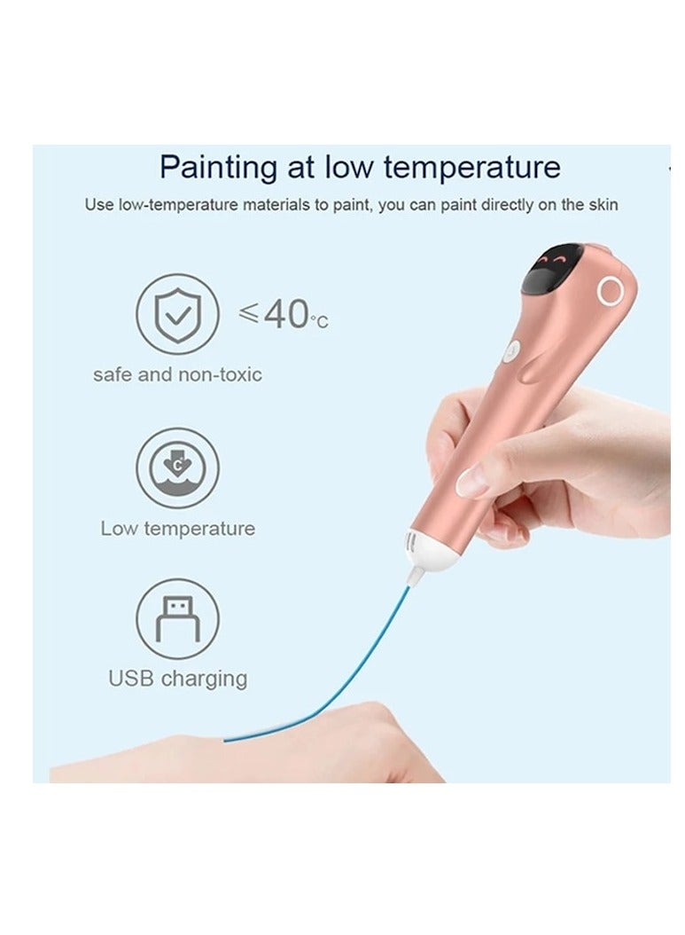 XiuWoo 3D Printing Pen Set, 1.75 mm PCL Filament, 20 colors, scissors, Smart Voice Prompts, Low Temperature, dredging needle, pen holder, USB Included, sketchbook, Pink - Image 2