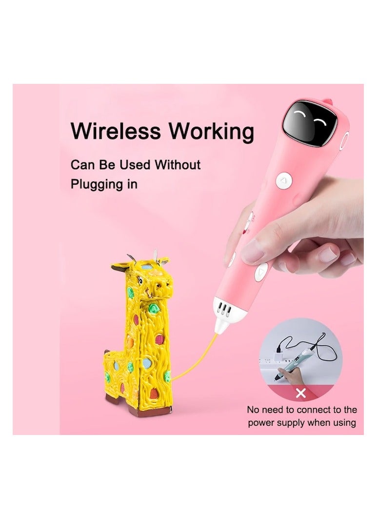 XiuWoo 3D Printing Pen Set, 1.75 mm PCL Filament, 20 colors, scissors, Smart Voice Prompts, Low Temperature, dredging needle, pen holder, USB Included, sketchbook, Pink - Image 3