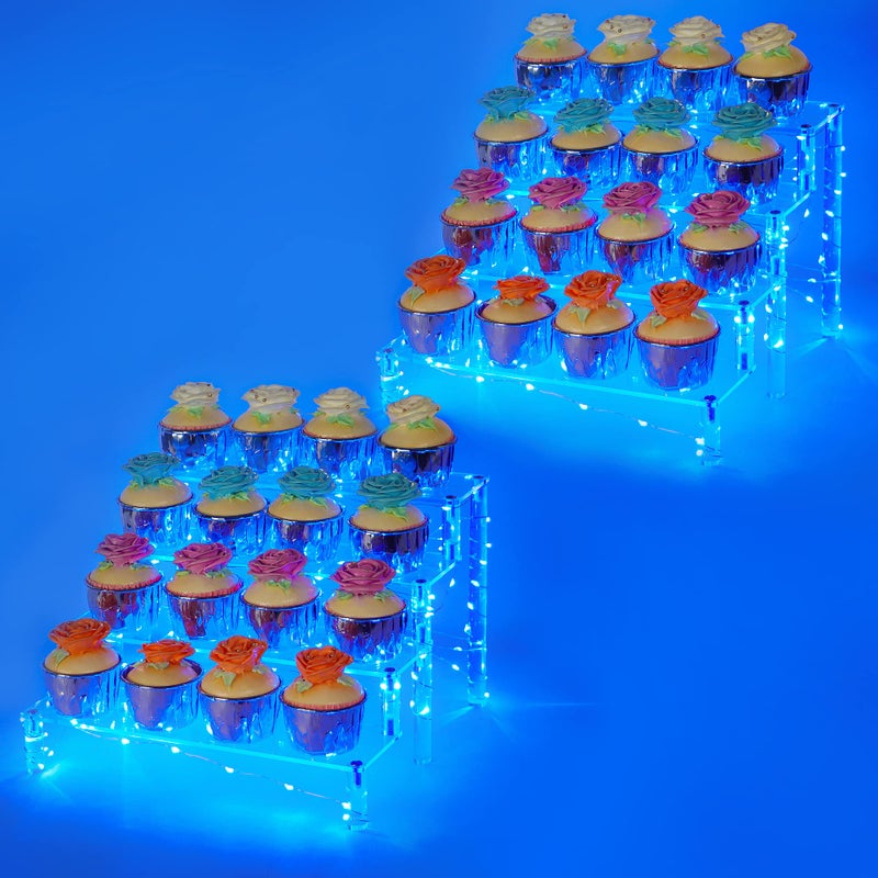 YestBuy Display Shelf Cake Stand  4 Tier Shelf Cupcake Stand  Multifunctional and Durable Acrylic Stand  Mounting Hardware Included  Ideal for Desserts Cosmetics Glassware Figurines