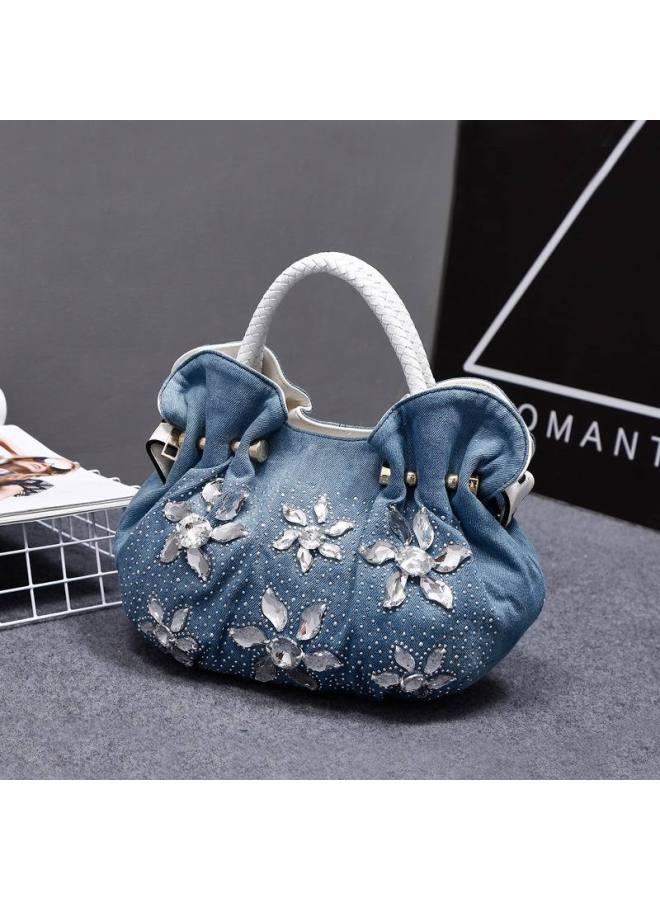 Handbag 2018 New Korean Mini Fashion Diamond-encrusted Canvas Handbag Women's Small Bag Denim Trendy Crossbody Bag