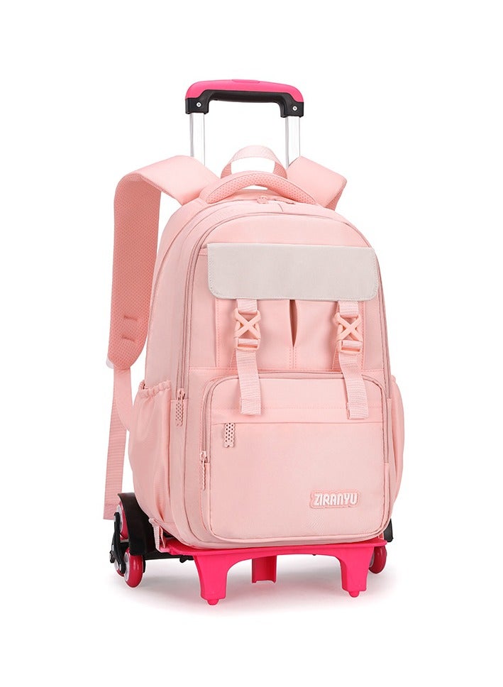ZIRANYU حقيبة ظهر متدحرجة للأطفال، حقيبة مدرسية خفيفة الوزن للطلاب مزودة بـ 6 عجلات، حزام كتف مبطن قابل للتعديل، حقيبة كتب كبيرة الحجم مقاومة للماء، حقائب ظهر مدرسية متدحرجة مقاومة للماء للفتيات - Image 1