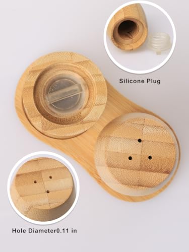 ZTHapwa Wooden Salt and Pepper Shakers Set, Small Bamboo Salt Pepper Shakers with Tray for Kitchen Cooking/Camping/BBQ, Farmhouse Seasoning Holder for Kitchen and Dining Table, 1/8 Cup - Image 4