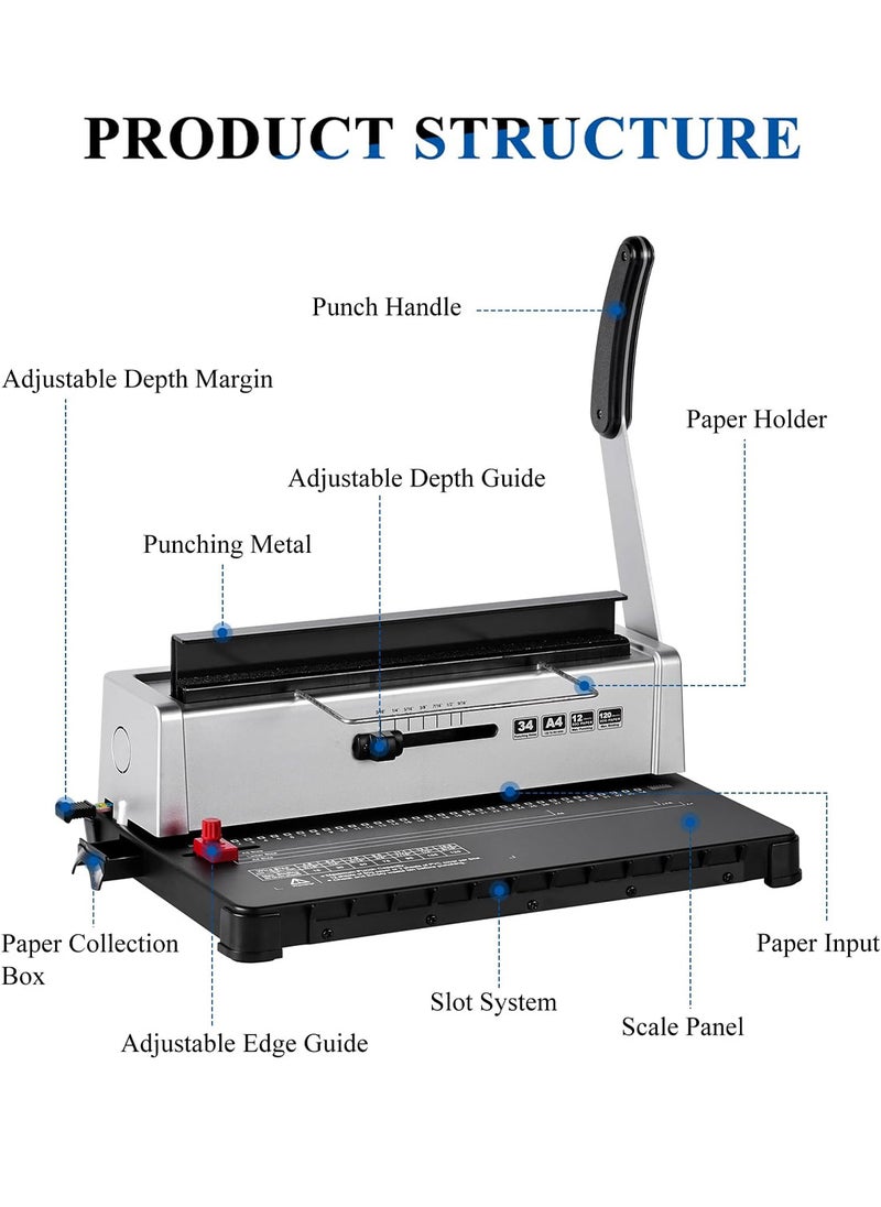 34-Hole Iron Ring Binding Machine Contract Tender Punching Binding Machine Ring Pressing Machine Double Coil Calendar Calendar Punching Machine