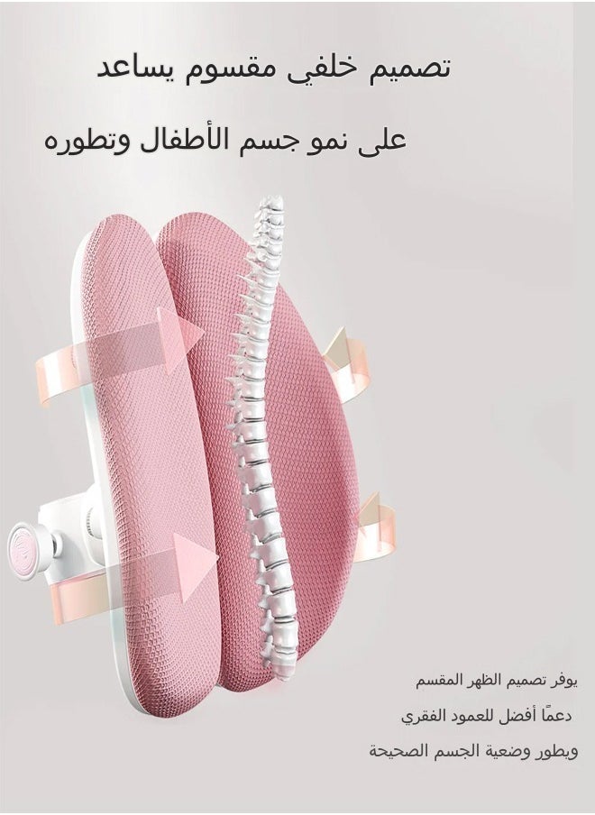 فاشون هوم - كرسي دراسة للأطفال، كرسي مكتب كمبيوتر متعدد الوظائف، كرسي مكتب دوار للمهام قابل للتعديل كرسي دراسة للأطفال المنزلي مع ارتفاع قابل للتعديل ودعم قطني 64 × 52 × 90 سم وردي - Image 1