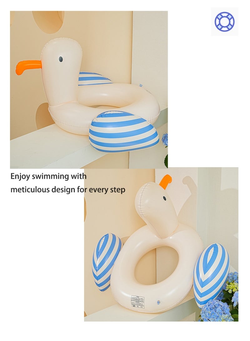سوفي حلقة سباحة على شكل طائر النورس مضادة للانقلاب مصنوعة من مادة البولي فينيل كلوريد - لعبة عائمة آمنة ومريحة وممتعة للأطفال، مع مضخة - Image 4