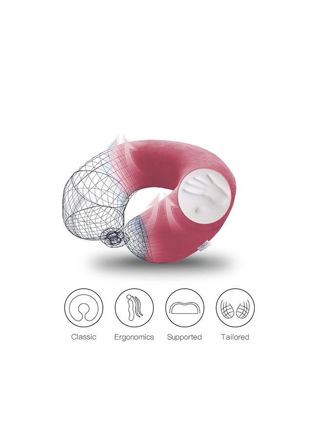 Soufa Dibaj Velvet Neck and Travel Pillow 30x25x10 cm - Light Pink - Image 2