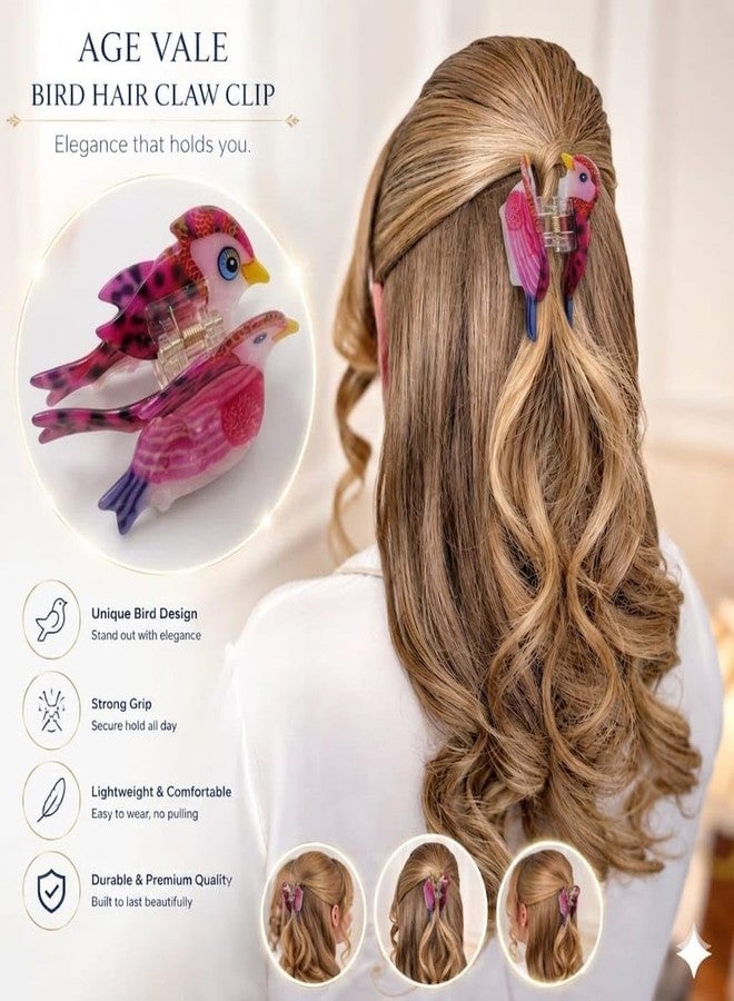 Cute Tropical Parrot Hair Claw Clip for Women, Colorful Acrylic Bird Hair Clip, Strong Hold Non-Slip Hair Accessory for Thick & Thin Hair, Cartoon Macaw Hairpin for Girls & Teens, Fashion Animal Claw Clip Gift for Women (10) - Image 3