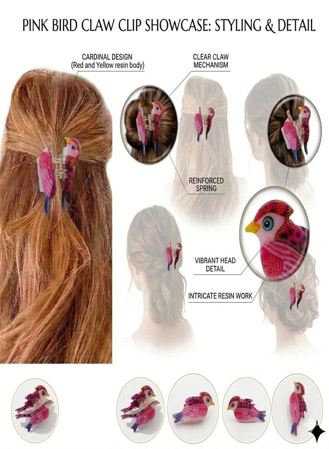 Cute Tropical Parrot Hair Claw Clip for Women, Colorful Acrylic Bird Hair Clip, Strong Hold Non-Slip Hair Accessory for Thick & Thin Hair, Cartoon Macaw Hairpin for Girls & Teens, Fashion Animal Claw Clip Gift for Women (10) - Image 2