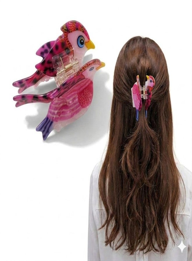 Cute Tropical Parrot Hair Claw Clip for Women, Colorful Acrylic Bird Hair Clip, Strong Hold Non-Slip Hair Accessory for Thick & Thin Hair, Cartoon Macaw Hairpin for Girls & Teens, Fashion Animal Claw Clip Gift for Women (10) - Image 1