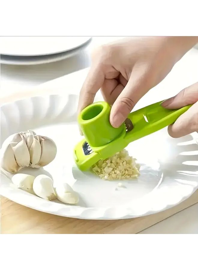 Green Garlic Press Manual Crusher Easy To Clean Portable Kitchen Gadget - Image 1