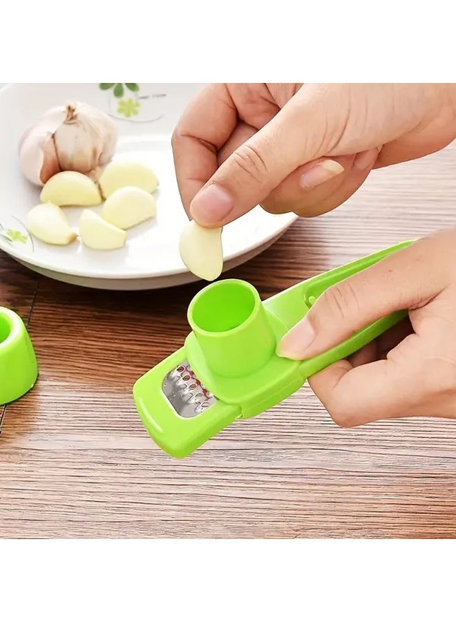 Green Garlic Press Manual Crusher Easy To Clean Portable Kitchen Gadget - Image 3