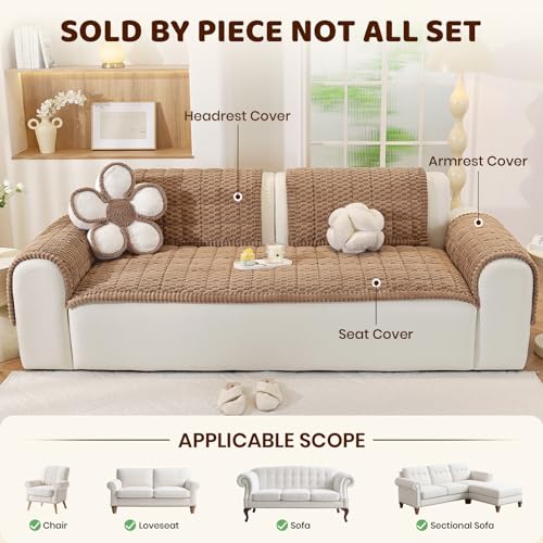 Royhom Couch Cover for Dogs Washable, Soft Thick Pet Couch Covers for Sofa, Pawcart Couch Protector Pet Friendly, Furniture Covers Dog Mat for Couches and Sofas (Brown, 27.6 x 59 Inch) - Image 2