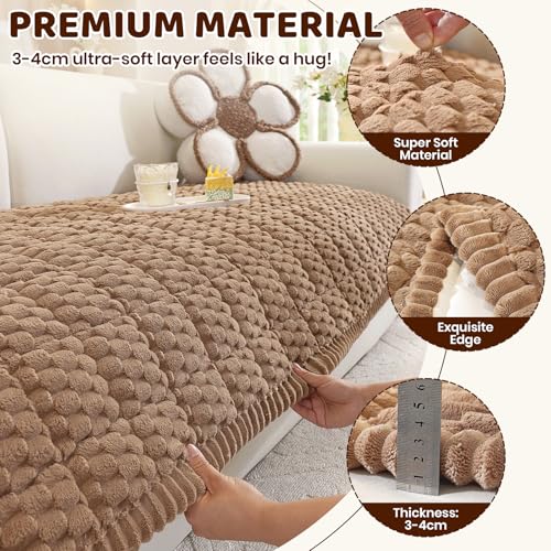 Royhom Couch Cover for Dogs Washable, Soft Thick Pet Couch Covers for Sofa, Pawcart Couch Protector Pet Friendly, Furniture Covers Dog Mat for Couches and Sofas (Brown, 27.6 x 59 Inch) - Image 4