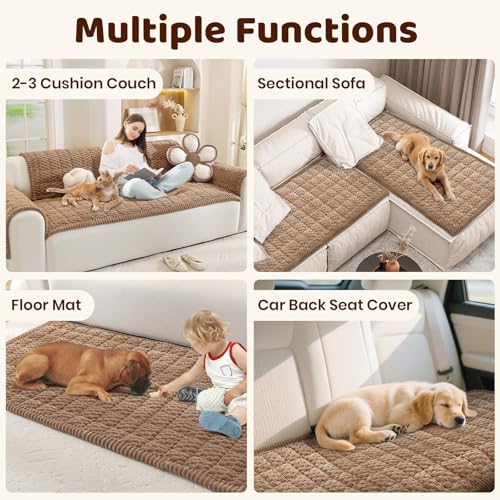 Royhom Couch Cover for Dogs Washable, Soft Thick Pet Couch Covers for Sofa, Pawcart Couch Protector Pet Friendly, Furniture Covers Dog Mat for Couches and Sofas (Brown, 27.6 x 59 Inch) - Image 3