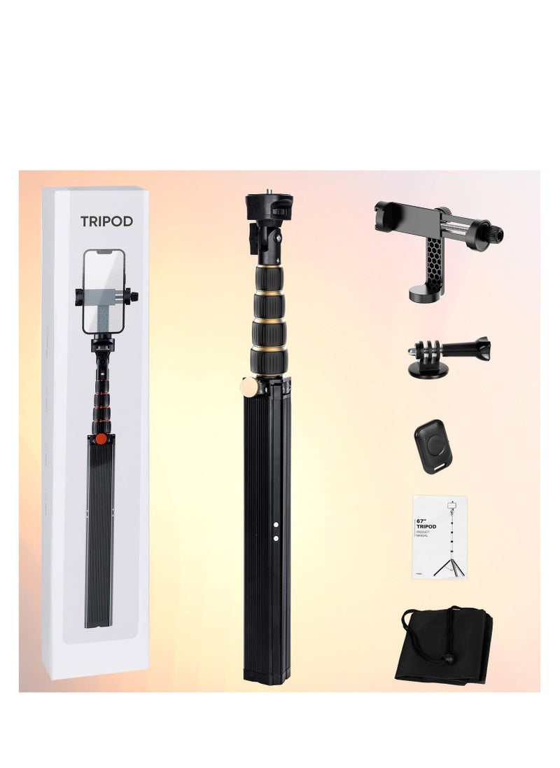 Generic - Ufanore Tripod for iPhone, 170cm Extendable iPhone Tripod & Selfie Stick Tripod with Remote, Aluminum & Sturdy Mobile Tripod Stand & Travel Phone Tripod for Video Recording/Selfie - Image 1