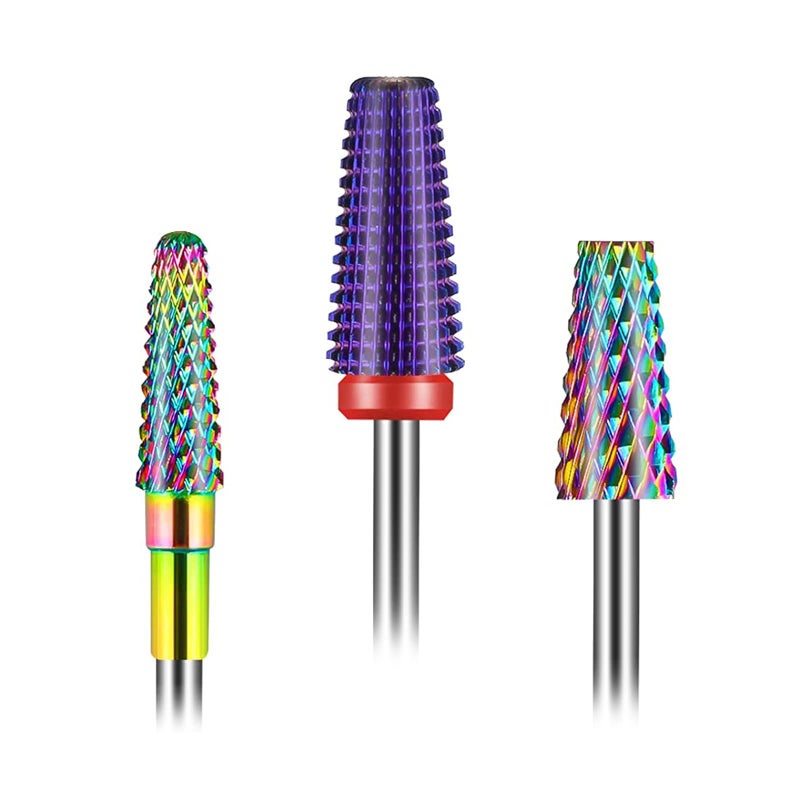 Depvko UpgradedDepvko 3Pcs Nail Drill Bits Set for Nails 332 Inches 5 in 1 Tapered Barrel and Cone Shape Carbide Nail Drill Bits for Acrylic or Gel Remover