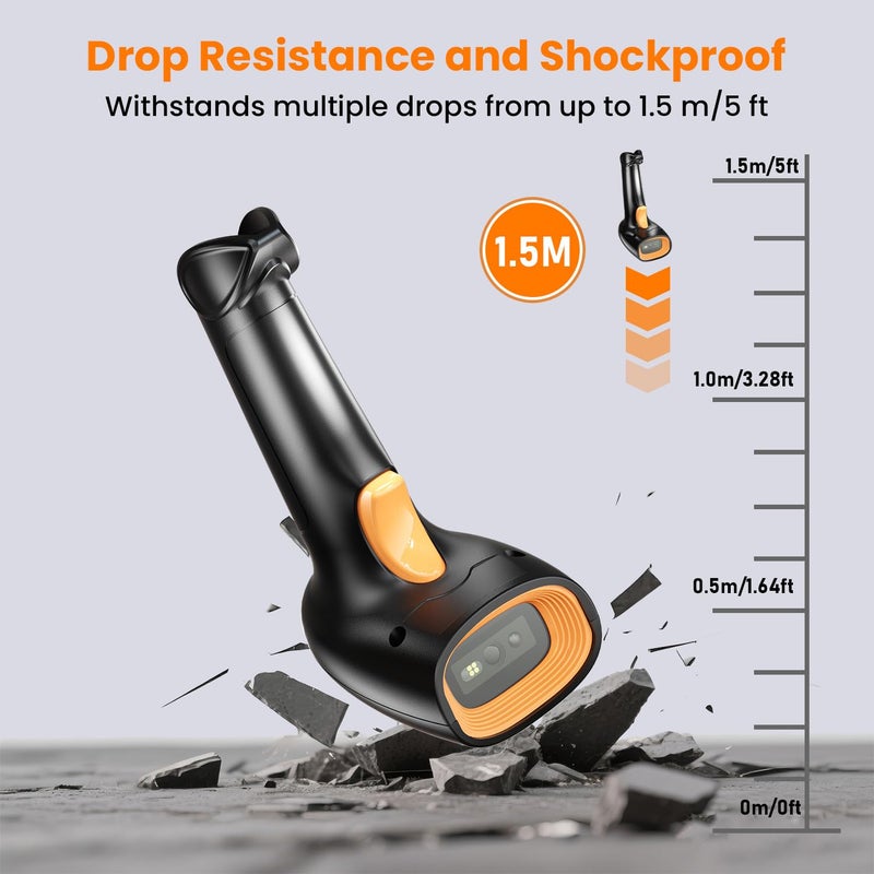 USB Wired 2D/1D Barcode Scanner with Stand, Handheld Barcode Reader Compatible with QR Code & Barcode, Button Scan/Induction and Continuous Automatic Scan, with BIS & 1 Year Warranty