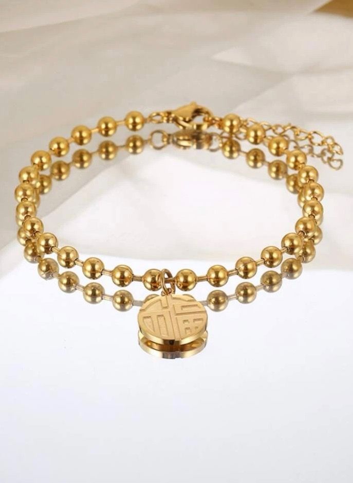 نونز أب اسوارة أنيقة مطلية باللون الذهبي عيار 18 - Image 2