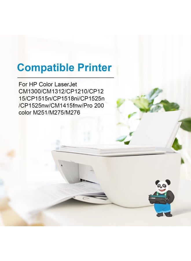 استا ASTA 125A 128A 131A CB540A CB541A CB542A CB543A CE320A CE321A CE322A CE323A CF210A CF211A CF212A CF213A مجموعة كاملة من خراطيش الحبر الملونة المتوافقة عالميًا مع HP LaserJet CM1300 CM1312 CP1210 CP1215 CP1515N CP1518Ni CP1525N CP1525Nw CM1415Fnw Pro 200 M251 M275 M276 طابعة ليزر ملونة بديلة عالية الإنتاجية سهلة التركيب حزمة متعددة للطابعات المكتبية - Image 2
