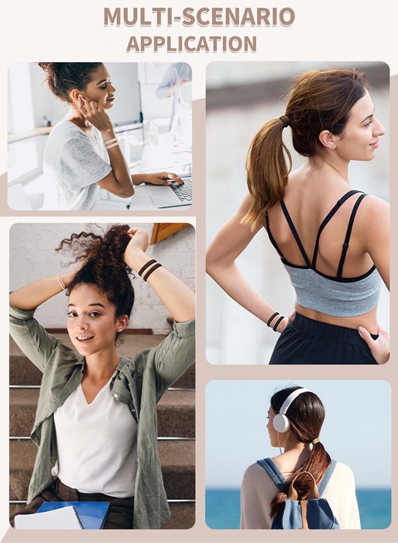 Lelet Seamless Elastic Hair Ties & Hair Bands for Women & Girls – 1.5 Inch Soft Stretchy Nylon Ponytail Holders, Extra Gentle, No Damage – 50Pack(Black) - Image 5