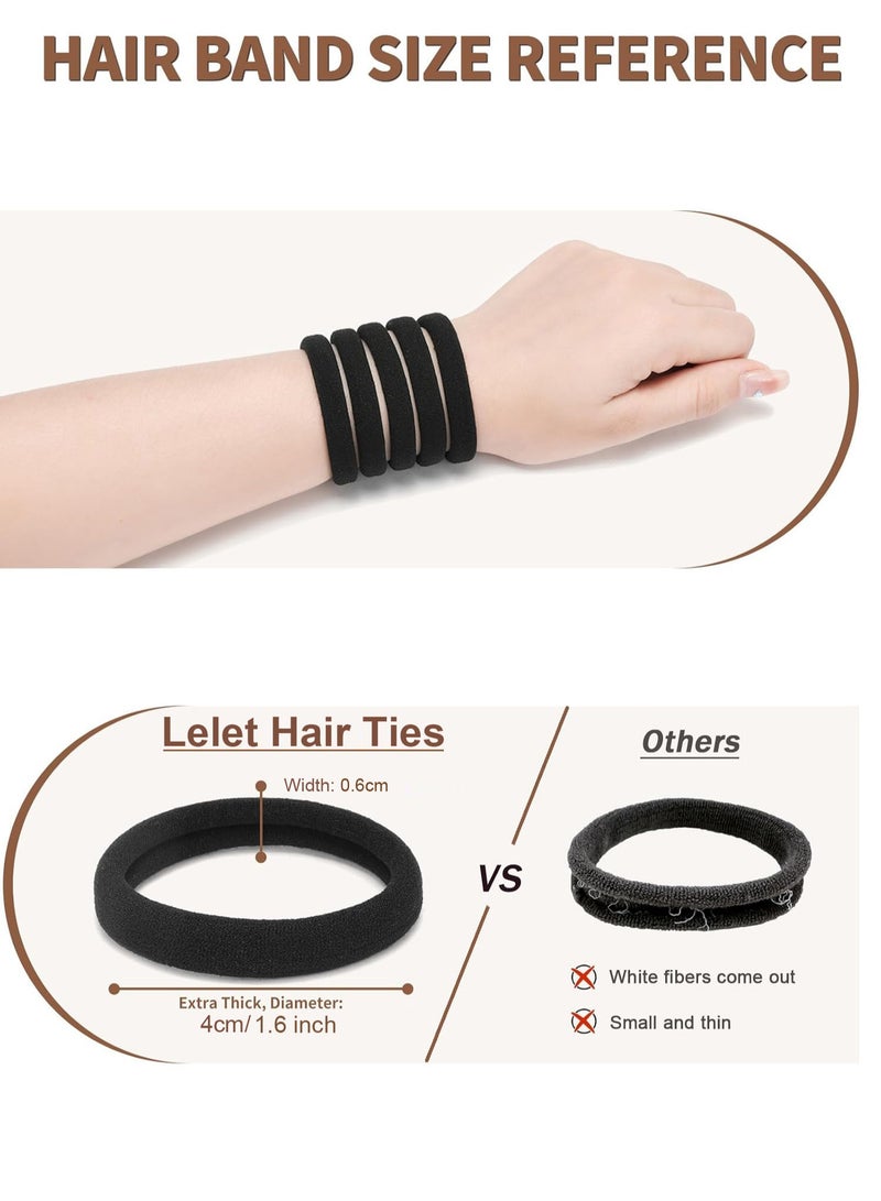 Lelet Seamless Elastic Hair Ties & Hair Bands for Women & Girls – 1.5 Inch Soft Stretchy Nylon Ponytail Holders, Extra Gentle, No Damage – 50Pack(Black) - Image 2