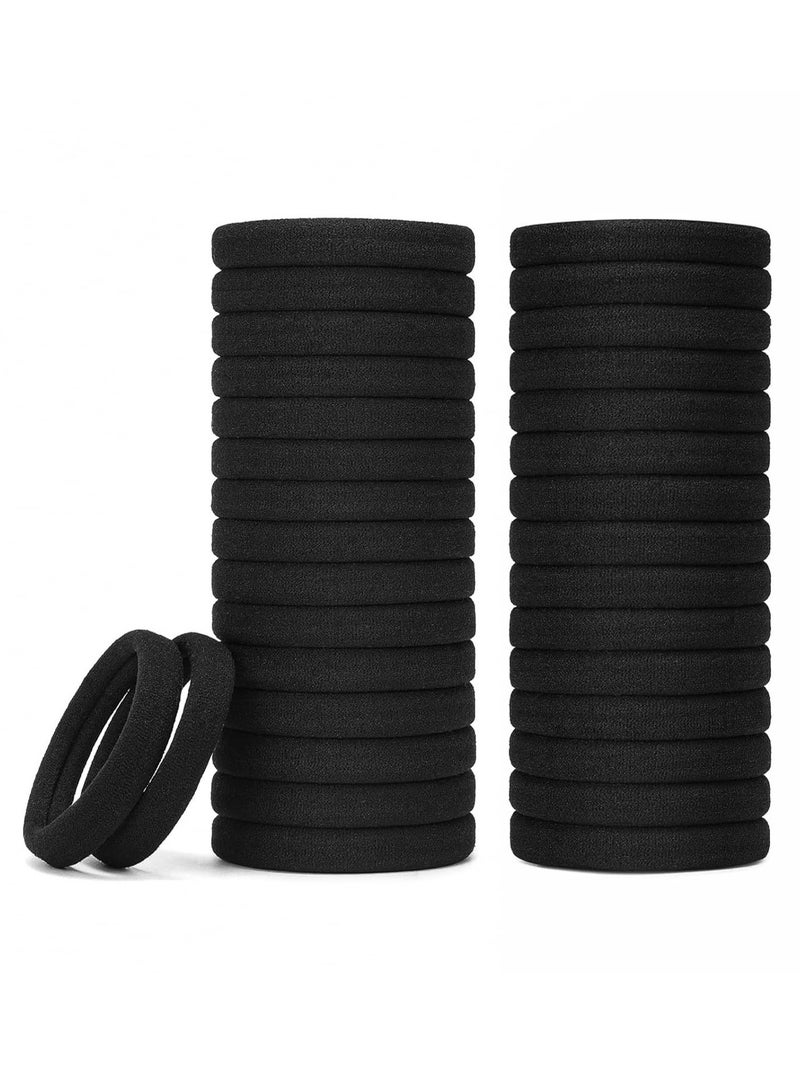 Lelet Seamless Elastic Hair Ties & Hair Bands for Women & Girls – 1.5 Inch Soft Stretchy Nylon Ponytail Holders, Extra Gentle, No Damage – 50Pack(Black) - Image 1