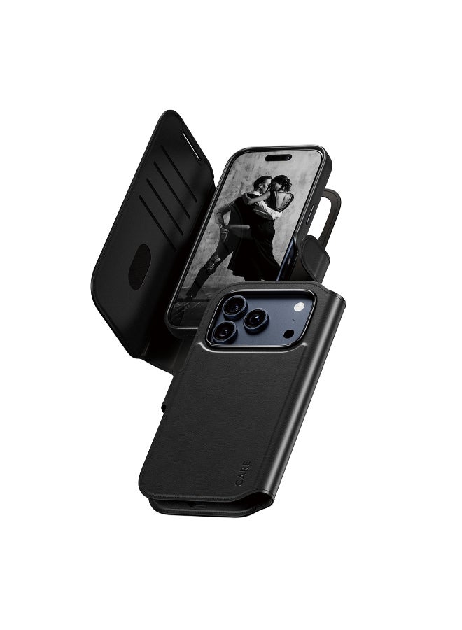 PanzerGlass آيفون 17 برو تانغو 2 في 1 فولي | محفظة جلدية + غلاف قابل للفصل مع MagSafe، 4 فتحات بطاقات، حماية كاملة من السقوط والخدوش بزاوية 360، شحن لاسلكي مغناطيسي، تركيب سهل، أسود - Image 1
