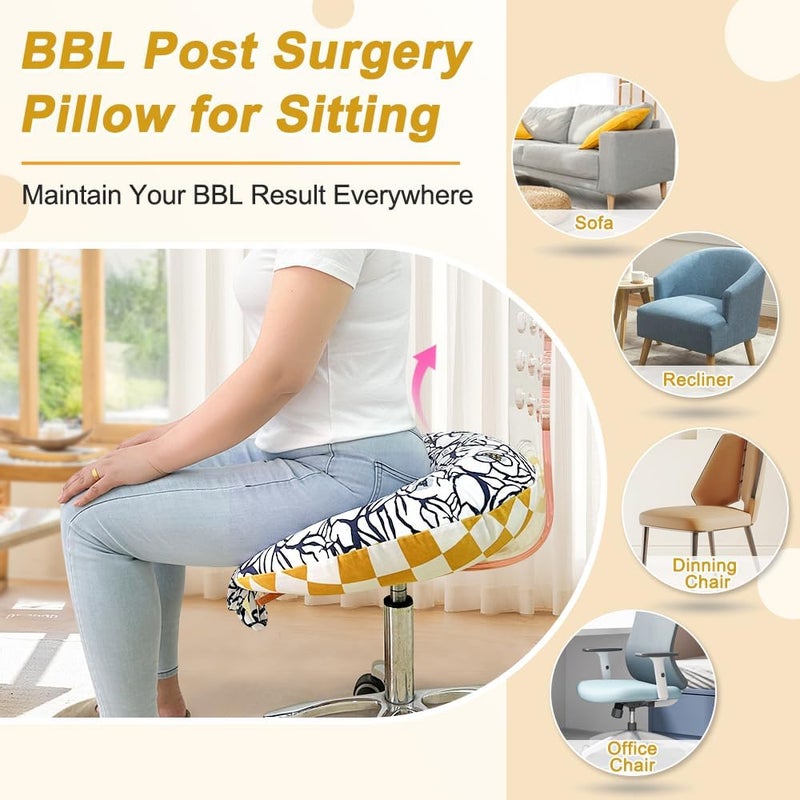 AOSSA BBL Pillow After Surgery for Sleeping Sitting, Booty Butt Pillows, Brazilian Butt Lift Post Surgery Recovery, Driving Donut Pillow, Foam Seat Support Hip Cushion for Chair Bed BBL Wedge Pillow - Image 3