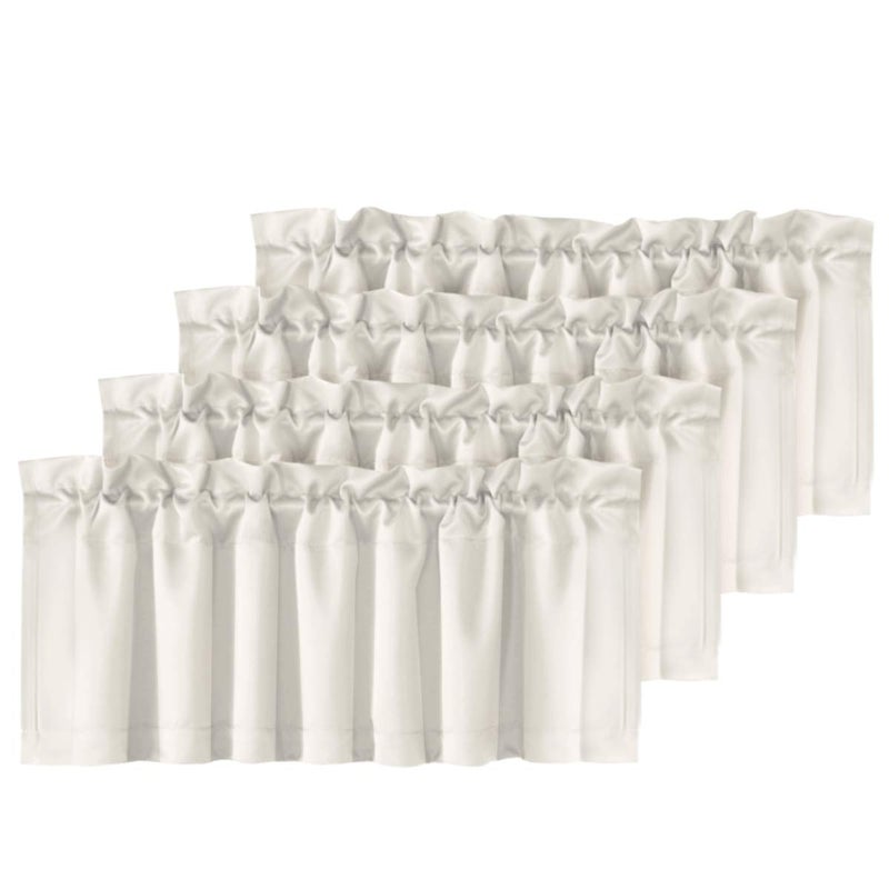 H.VERSAILTEX Blackout Valances for Windows Kitchen Curtains Valances for Living Room/Bedroom/Bathroom Privacy Decorative Rod Pocket Short Window Valance Curtains  52 "" W x 18 4 Panels  Ivory/Cream - Image 1