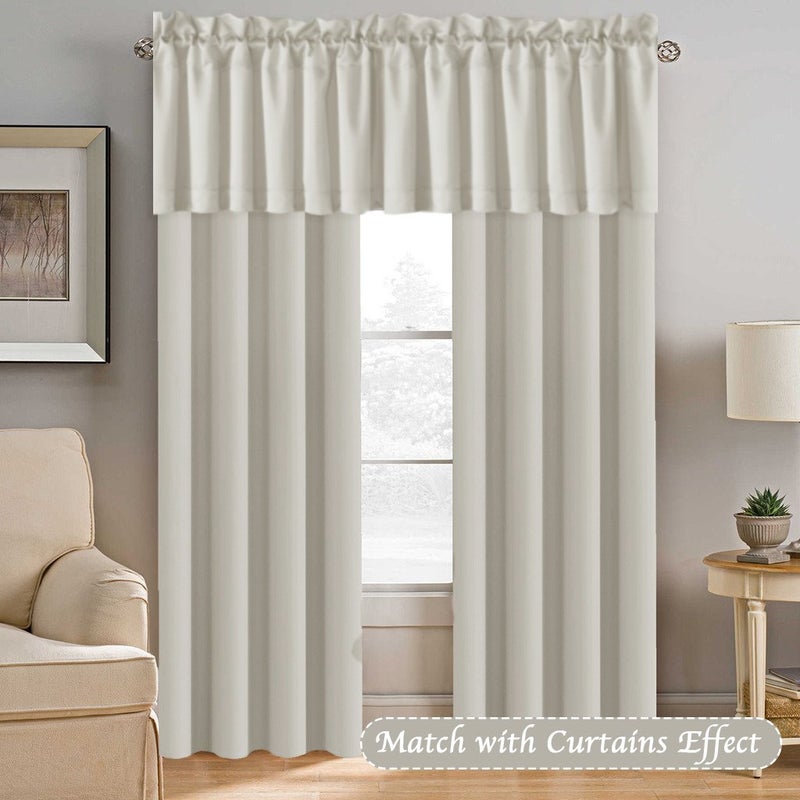 H.VERSAILTEX Blackout Valances for Windows Kitchen Curtains Valances for Living Room/Bedroom/Bathroom Privacy Decorative Rod Pocket Short Window Valance Curtains  52 "" W x 18 4 Panels  Ivory/Cream - Image 3