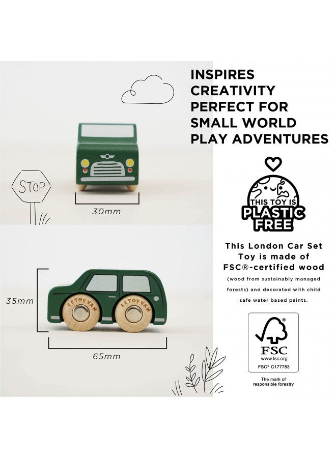 Le Toy Van London Car Set Premium Wooden Toys for Kids Ages 3 Years & Up (TV267), 7-pk - Image 4