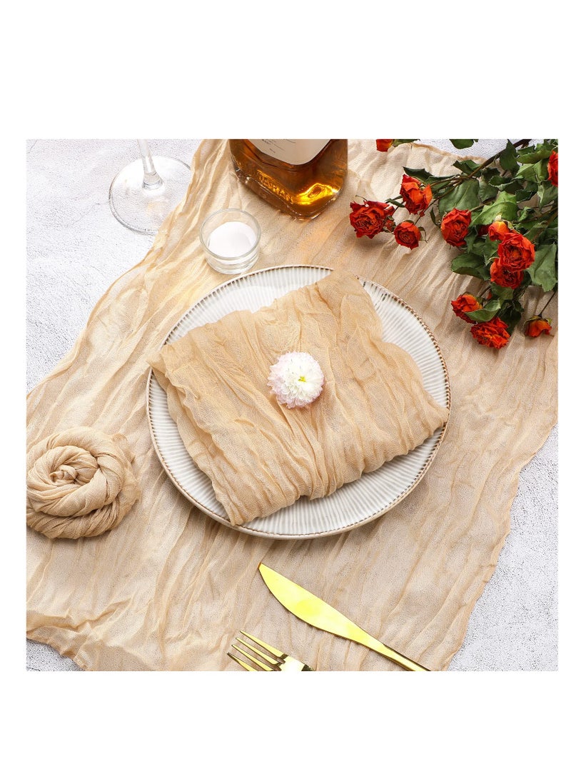 SYOSI 10 Pieces Gauze Cheesecloth Napkins, Wrinkled Dinner Napkins, 19.7 x 19.7 Inch Table Napkins Decorative Cloth Napkins, for Home Wedding Parties Table Decoration Family Everyday Use (Camel) - Image 3