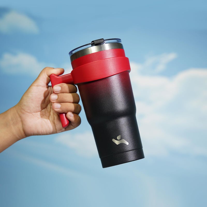 Konokyo 20 oz Tumbler with Handle and 2 Straw 2 Lid, Insulated Water Bottle Stainless Steel Vacuum Cup Reusable Travel Mug,Mystic Moon - Image 5