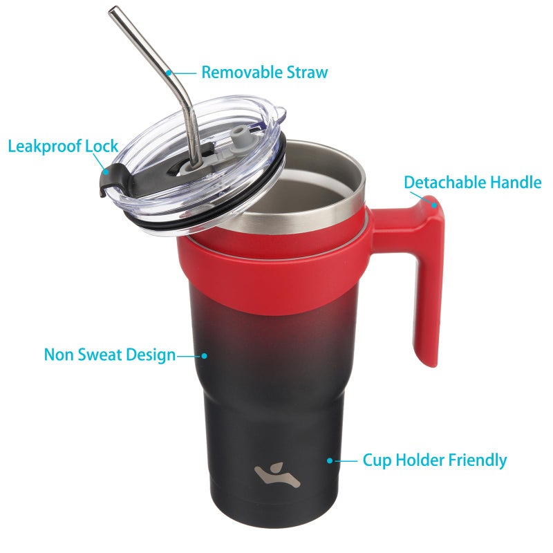 Konokyo 20 oz Tumbler with Handle and 2 Straw 2 Lid, Insulated Water Bottle Stainless Steel Vacuum Cup Reusable Travel Mug,Mystic Moon - Image 2