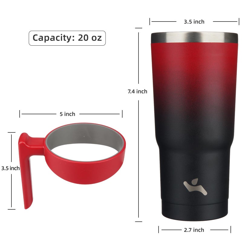 Konokyo 20 oz Tumbler with Handle and 2 Straw 2 Lid, Insulated Water Bottle Stainless Steel Vacuum Cup Reusable Travel Mug,Mystic Moon - Image 4