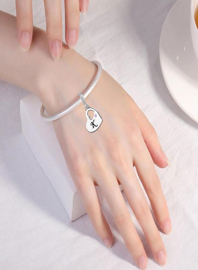 KunBead Initial K Letter Pink Heart Alphabet Birthday Dangle Love Charms Compatible with Pandora Charm Bracelet for Dad Mom Daughter Son - Image 4