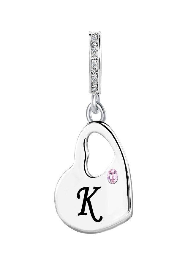 KunBead Initial K Letter Pink Heart Alphabet Birthday Dangle Love Charms Compatible with Pandora Charm Bracelet for Dad Mom Daughter Son - Image 2