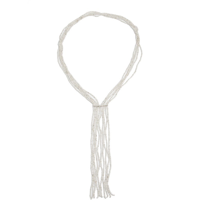 SHIXIN Bohemian Layered Beaded Necklace with Crystal Tassel - Y-Shaped, Oversized Design - Image 5