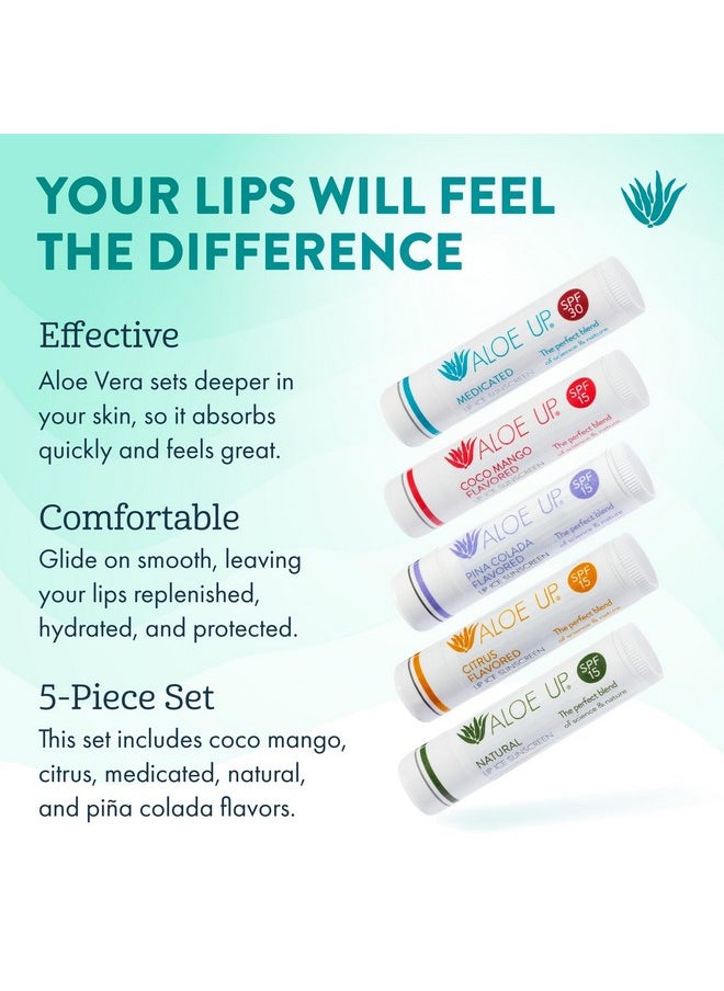 Lip Ice Lip Balm 5Pack Includes Spf 15 Lip Balms And An Spf 30 Medicated Lip Balm With Natural Moisturizing Oils And Hydrating Aloe Vera Gel Alcoholfree Assorted Lip Care Pack