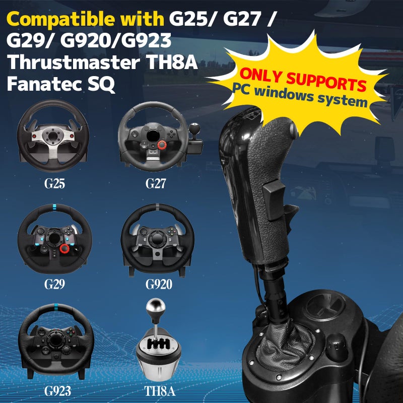 Dexepe USB Truck Simulator Shifter Compatible with Logitech G29 G27 G25 TH8A Gearshift Knob Compatible with ATS ETS2 Sim Racing Games PC Racing Shifter Black - Image 2